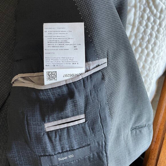 Hugo Boss Super 100 Microcheck Grey Suit - 40R/32 Pant - Picture 2 of 5